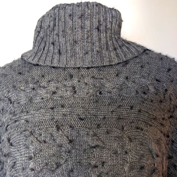 Long Tall Sally S Bobble Cable Knit Button Side Turtleneck Poncho - Picture 13 of 13